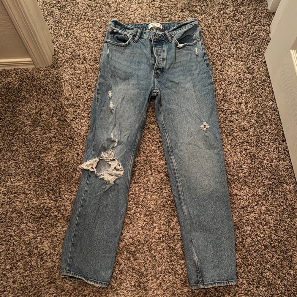 Distressed Blue Jeans
